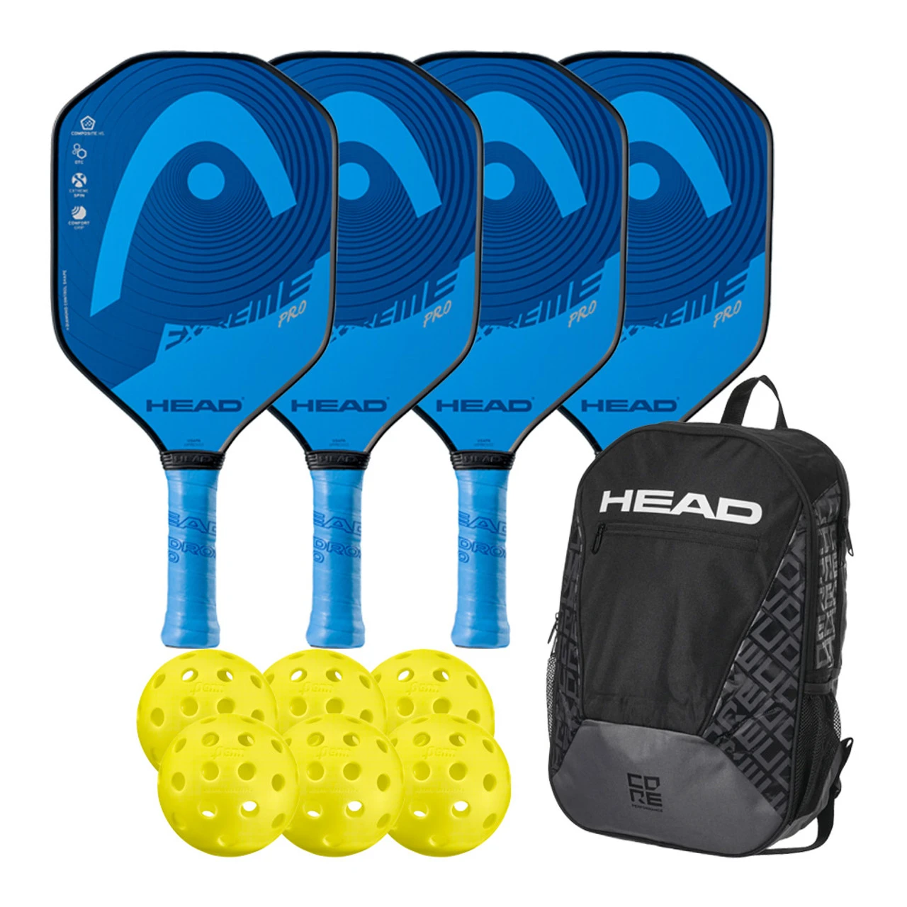 HEAD Extreme Pro 4 Paddle Bundle With Bag 1 HEAD Extreme Pro 4 Paddle Bundle With Bag