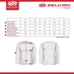 Selkirk Legacy Line Long Sleeve Crew Shirt - Men's -Pickleball Store Mens Long Sleeve size chart 1000 36669.1665502257