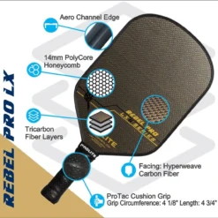 Rebel Pro Hyperweave LX Paddle -Pickleball Store PL500 8 66823.1676567312
